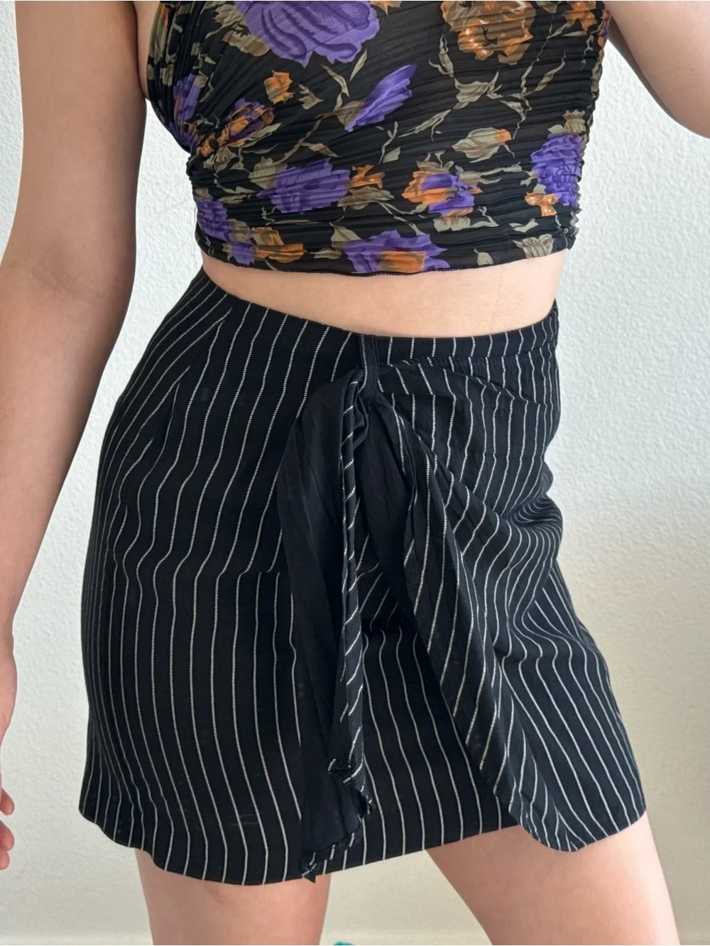 Vintage Via Max Faux Wrap Mini Skirt